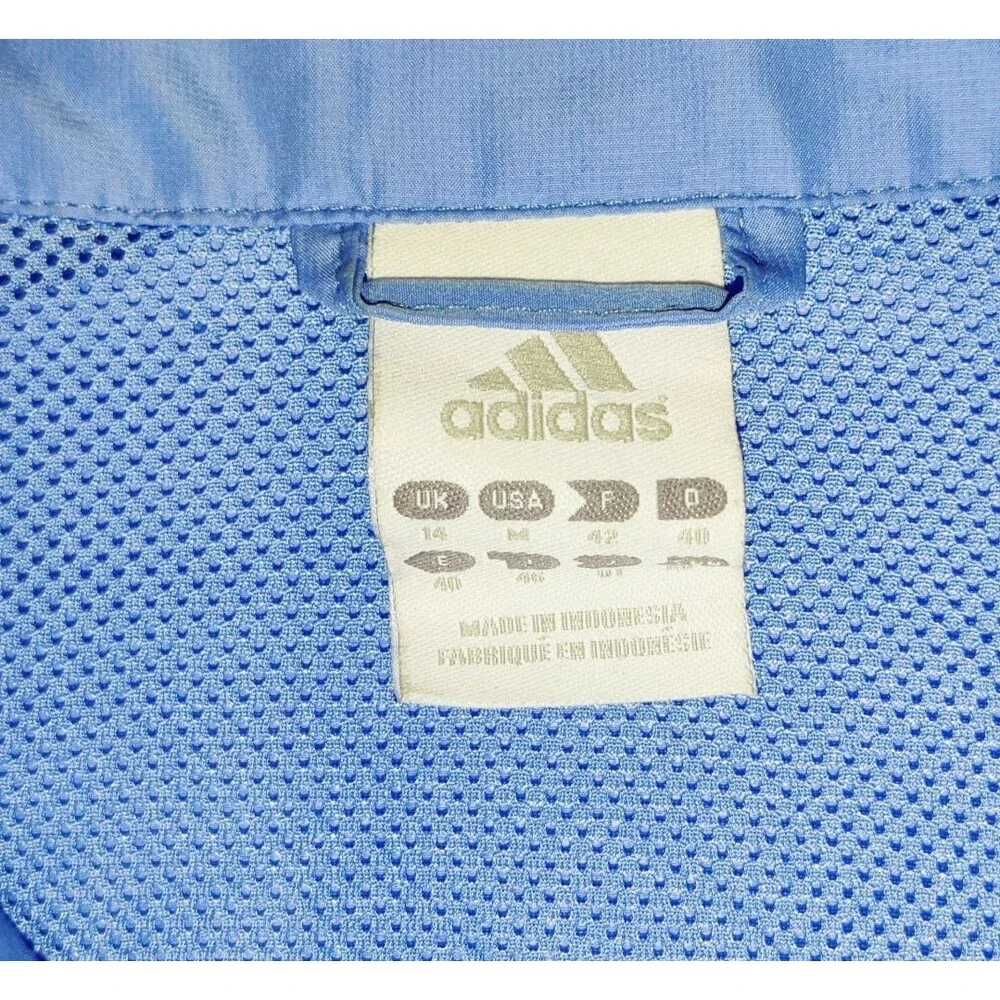 Vintage Y2K Adidas Women's Windbreaker Zip Up Light Weight Blue Size:M